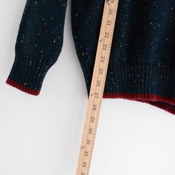 Vintage Oscar De La Renta Blue Maroon Designer 5% Wool Knit Crew Neck Sweater - Picture 4 of 11